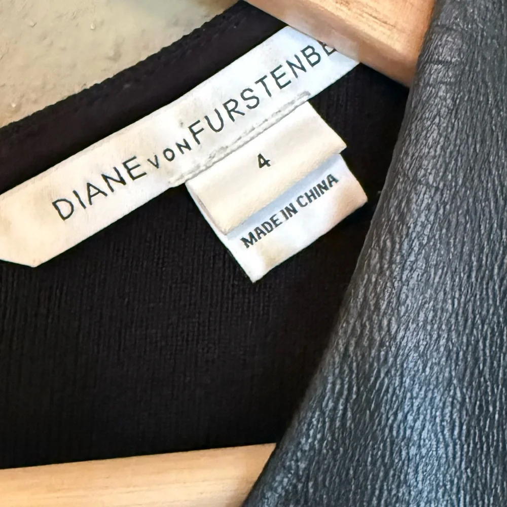 Diane Von Furstenberg Jeannie Black Leather Mini Dress US Size 4 - Picture 6 of 9
